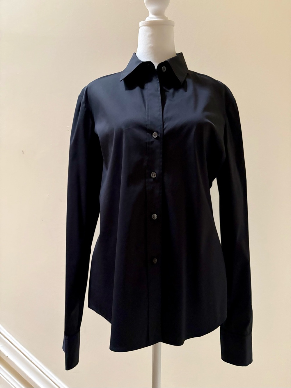 Theory Black Cotton Stretch Shirt Size L